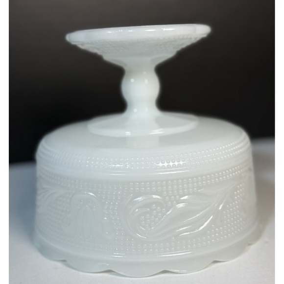 Vintage EO Brody Milk Glass Compote Pedestal Bowl Footed Cleveland, OH USA - Picture 5 of 7